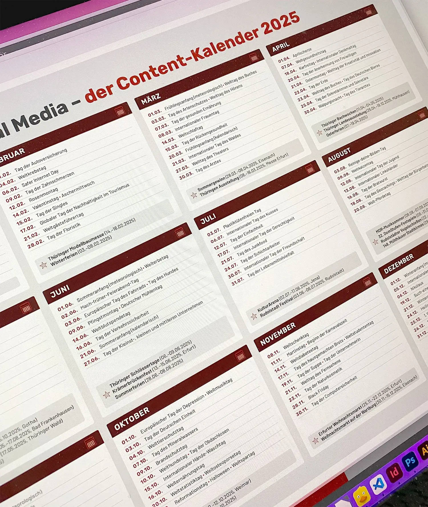 Content Kalender 2025 – Social Media Kalender